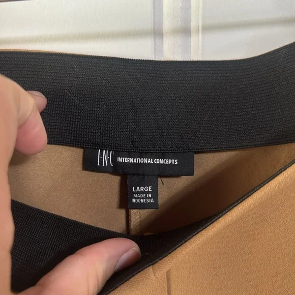 INC International Concepts Tan Wide Leg Studded pull on Pants Size Large - Picture 5 of 10